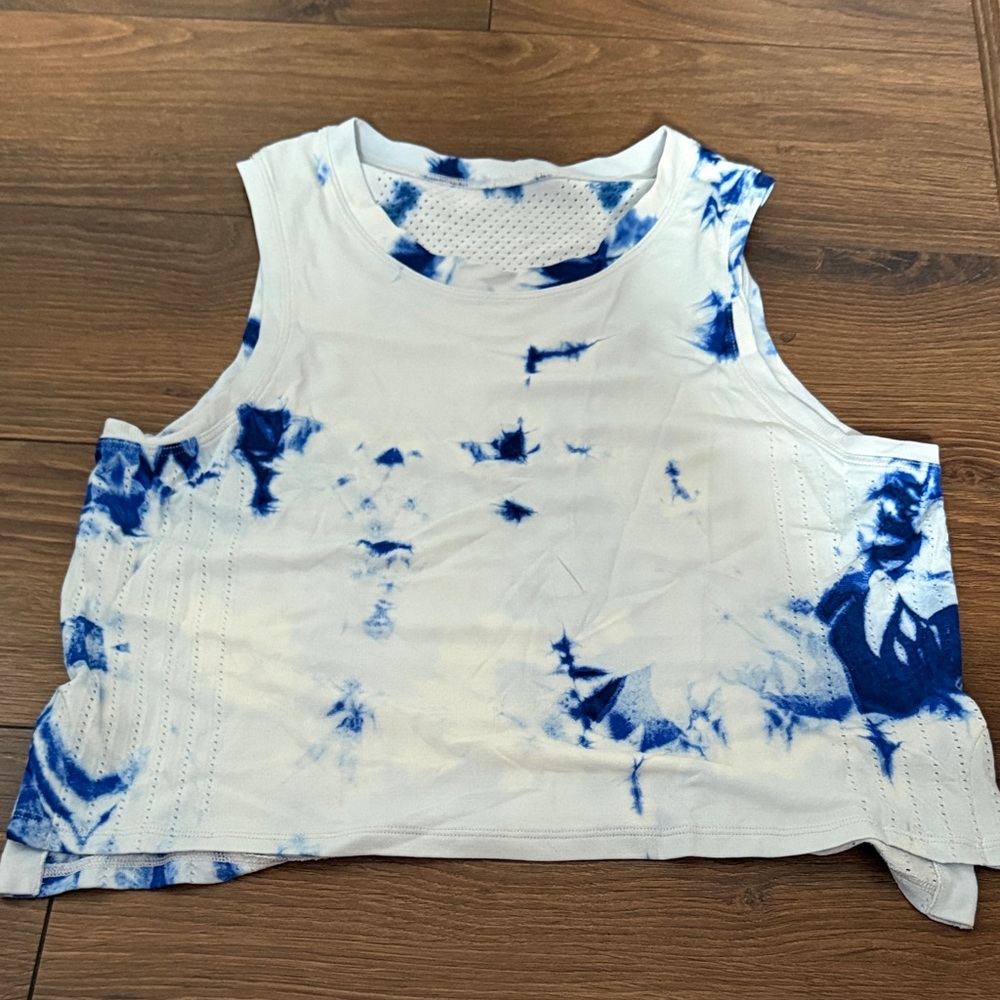 lululemon athletica Blue and White Tank Top- train to be tank top